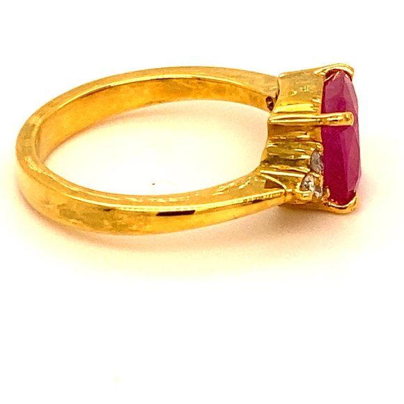GIA Certified Ruby 3.12ct Diamonds 18K Gold Ring - Picture 3 of 9